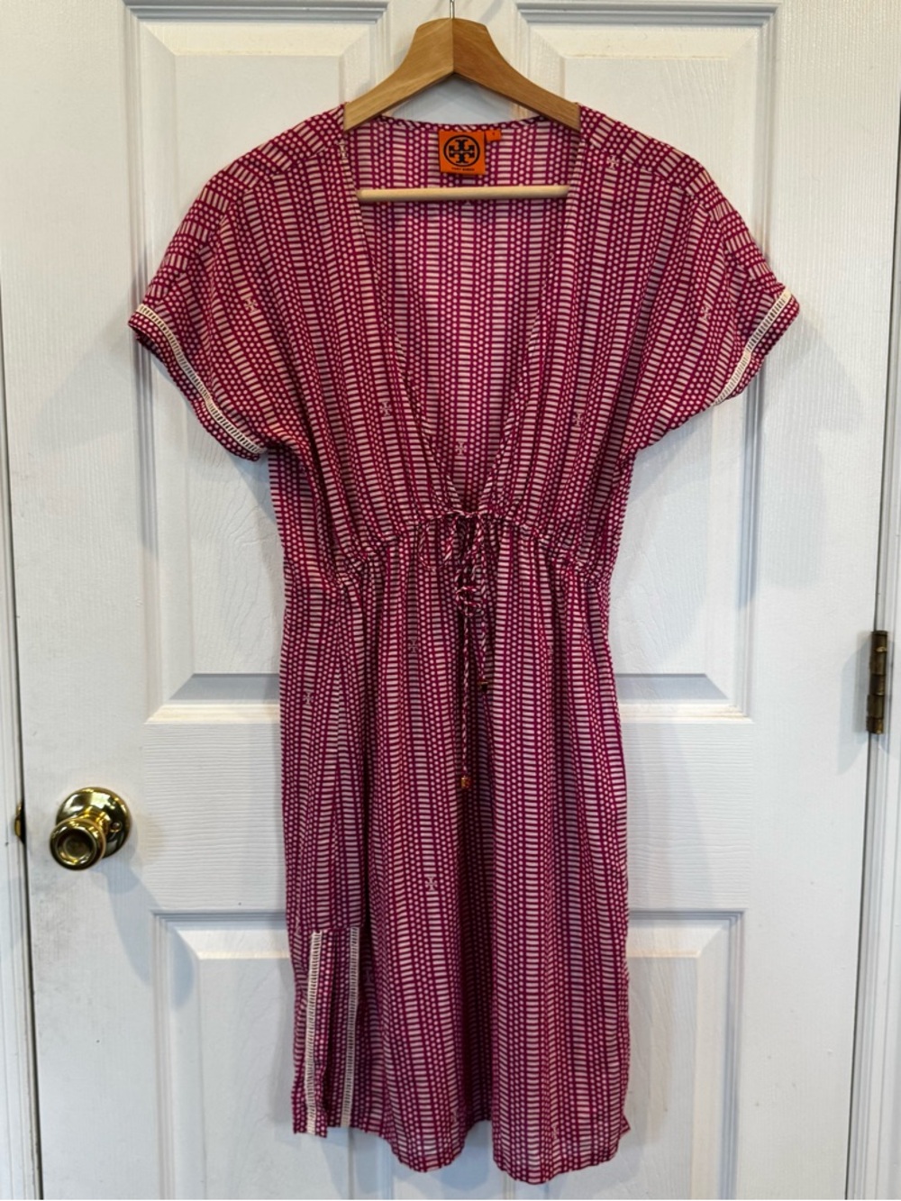 Tory Burch Printed Swim Cover Up Dress Pink White Tunic Beach Resort Small